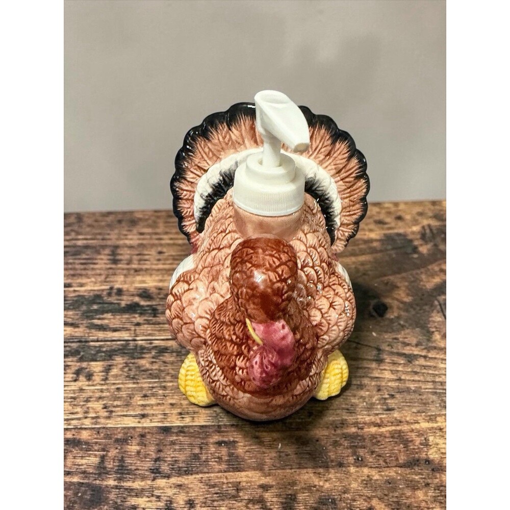 Vtg Ceramic Turkey Refillable Soap Dispenser Fall Decor Missing Pump Tube Read